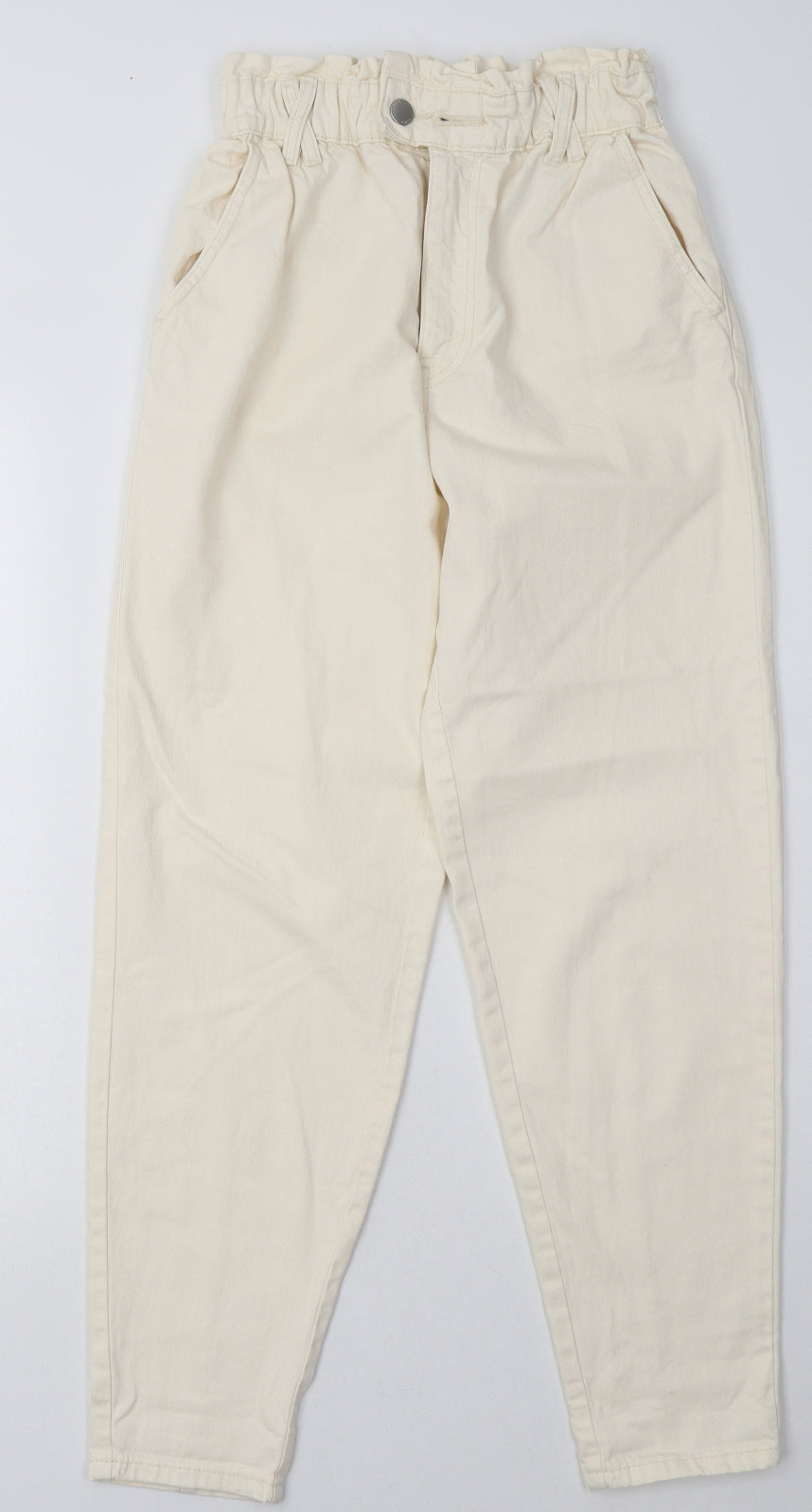 Stradivarius Womens White  Cotton Straight Jeans Size S L30 in Regular Button