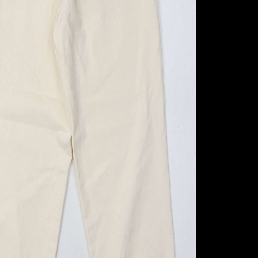 Stradivarius Womens White  Cotton Straight Jeans Size S L30 in Regular Button