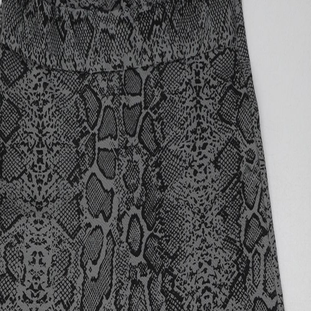 PRETTYLITTLETHING Womens Grey Animal Print Polyester Jumpsuit One-Piece Size 12  Pullover