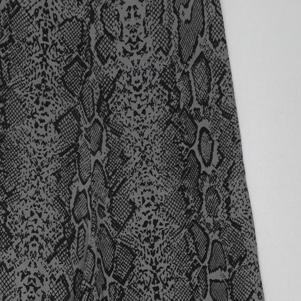 PRETTYLITTLETHING Womens Grey Animal Print Polyester Jumpsuit One-Piece Size 12  Pullover