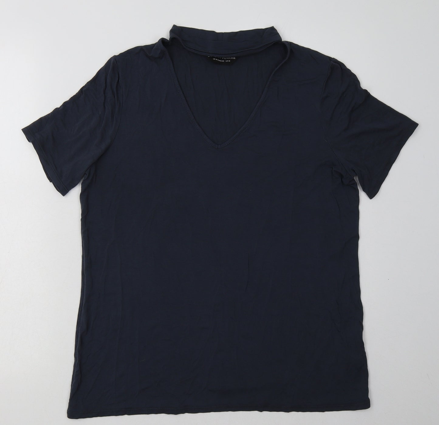 Dorothy Perkins Womens Blue  Viscose Basic T-Shirt Size 14 V-Neck
