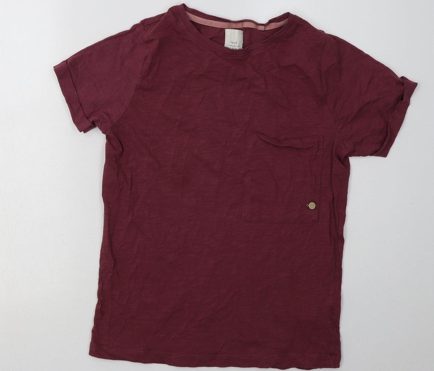 NEXT Womens Red  Cotton Basic T-Shirt Size XS Crew Neck