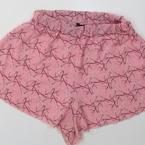 PRETTYLITTLETHING Womens Pink Geometric Polyester Cargo Shorts Size 10 L5 in Regular
