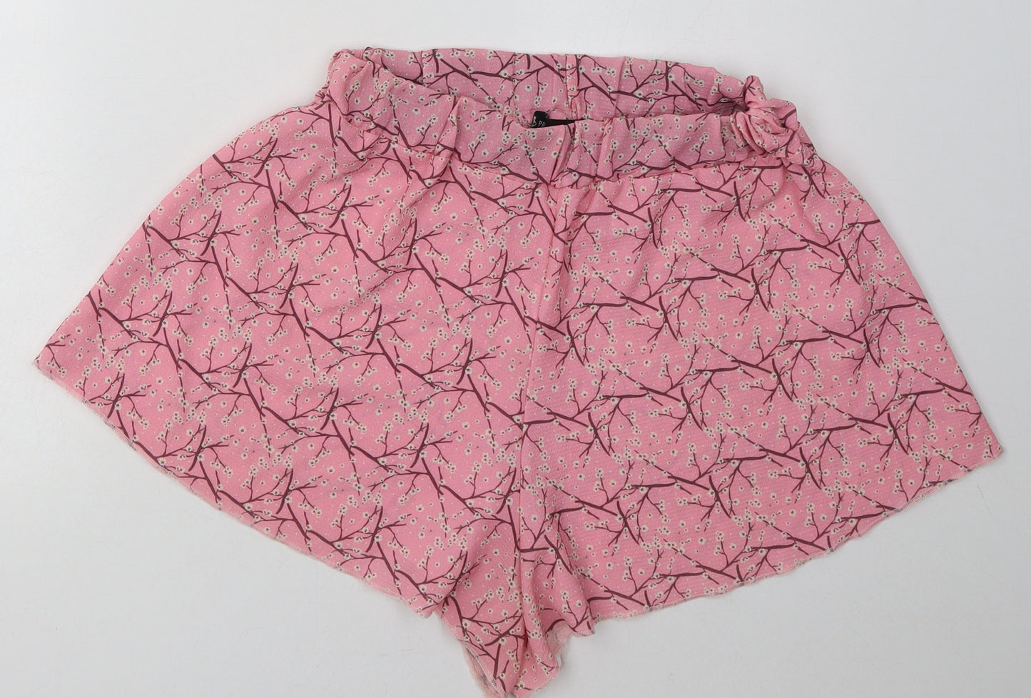PRETTYLITTLETHING Womens Pink Geometric Polyester Cargo Shorts Size 10 L5 in Regular