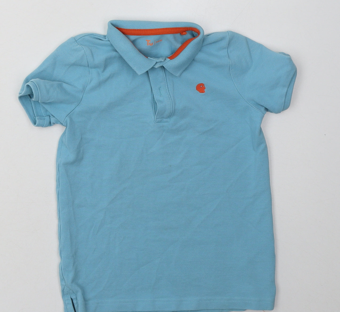 sainsburys Boys Blue  Cotton Basic Polo Size 6 Years Collared Button