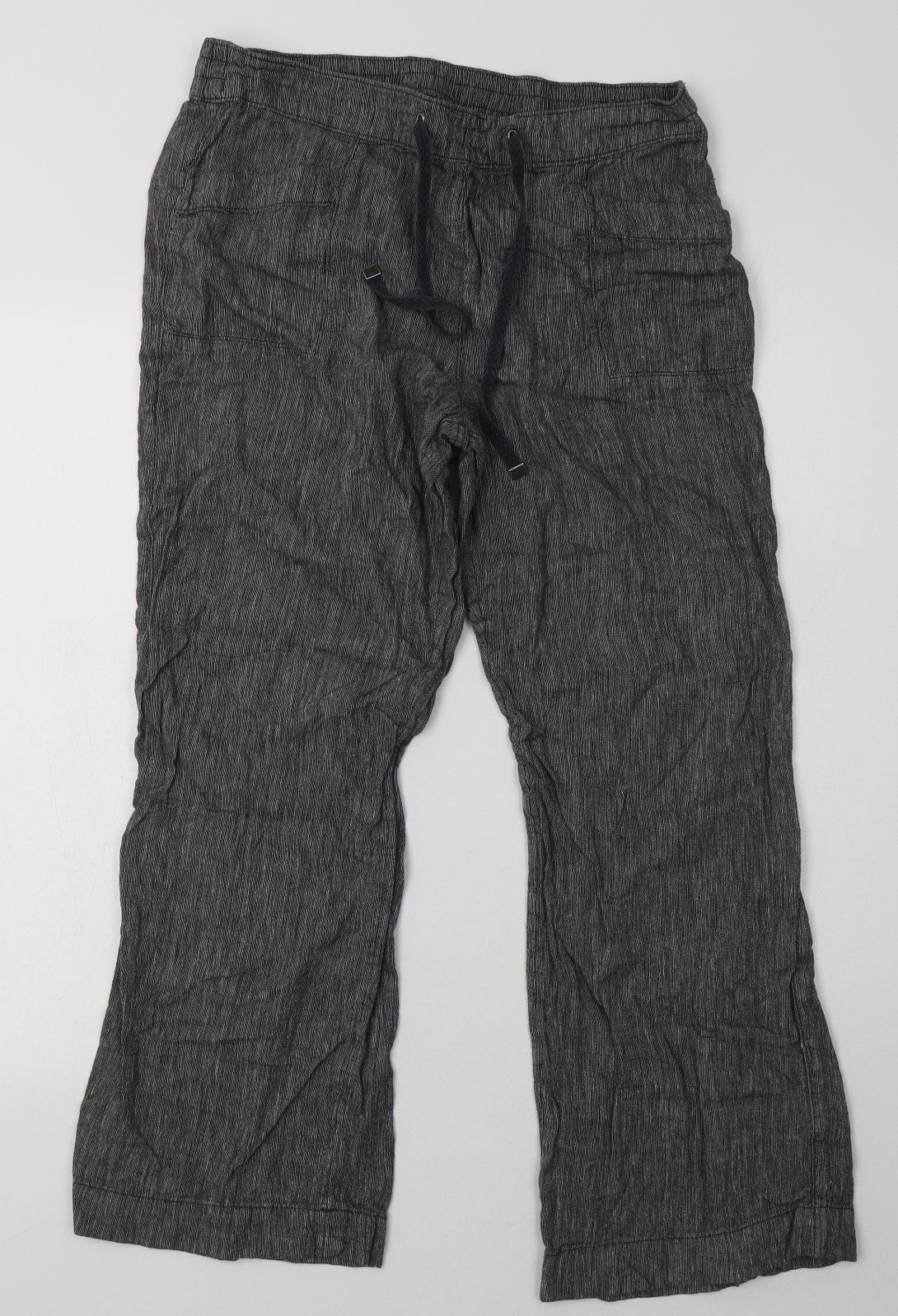George Womens Grey  Linen Trousers  Size 14 L28 in Regular Tie