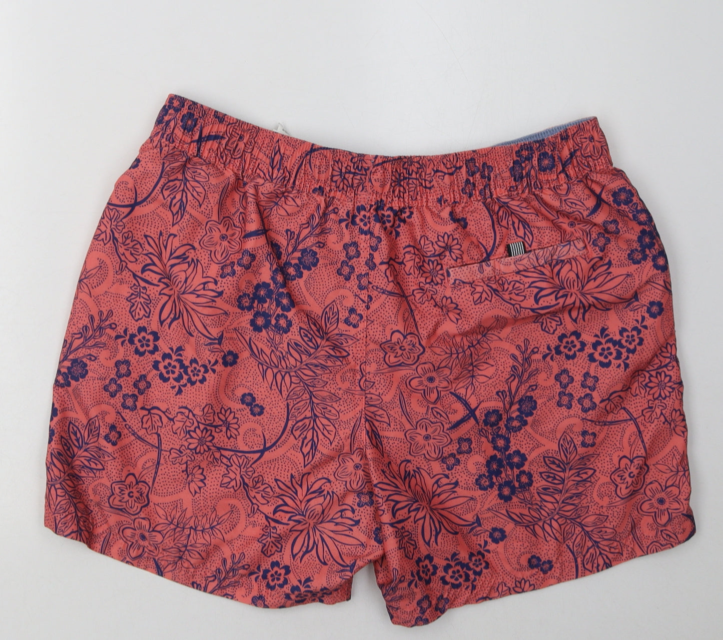 Marks and Spencer Mens Pink Floral Polyester Sweat Shorts Size L L8 in Regular Tie