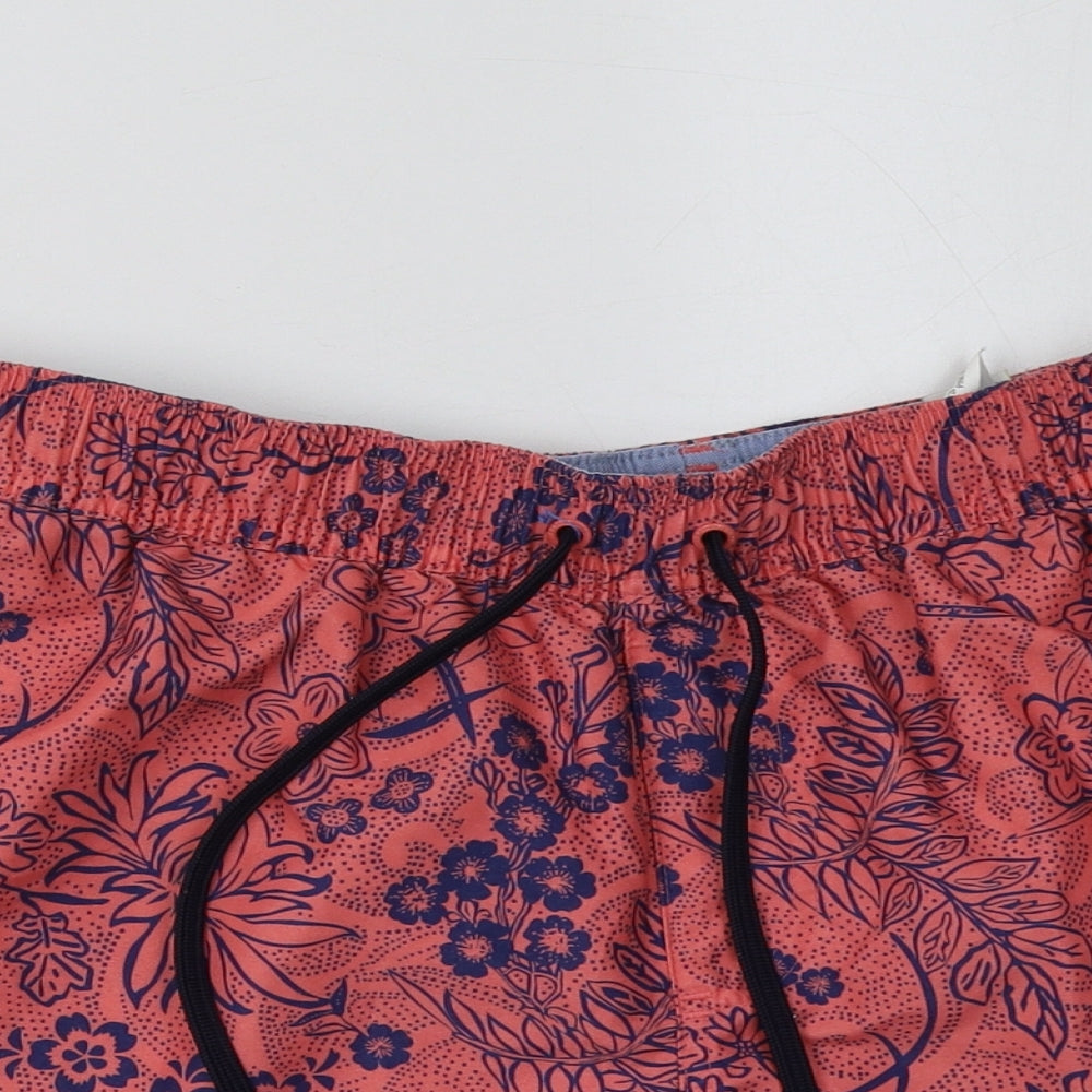 Marks and Spencer Mens Pink Floral Polyester Sweat Shorts Size L L8 in Regular Tie