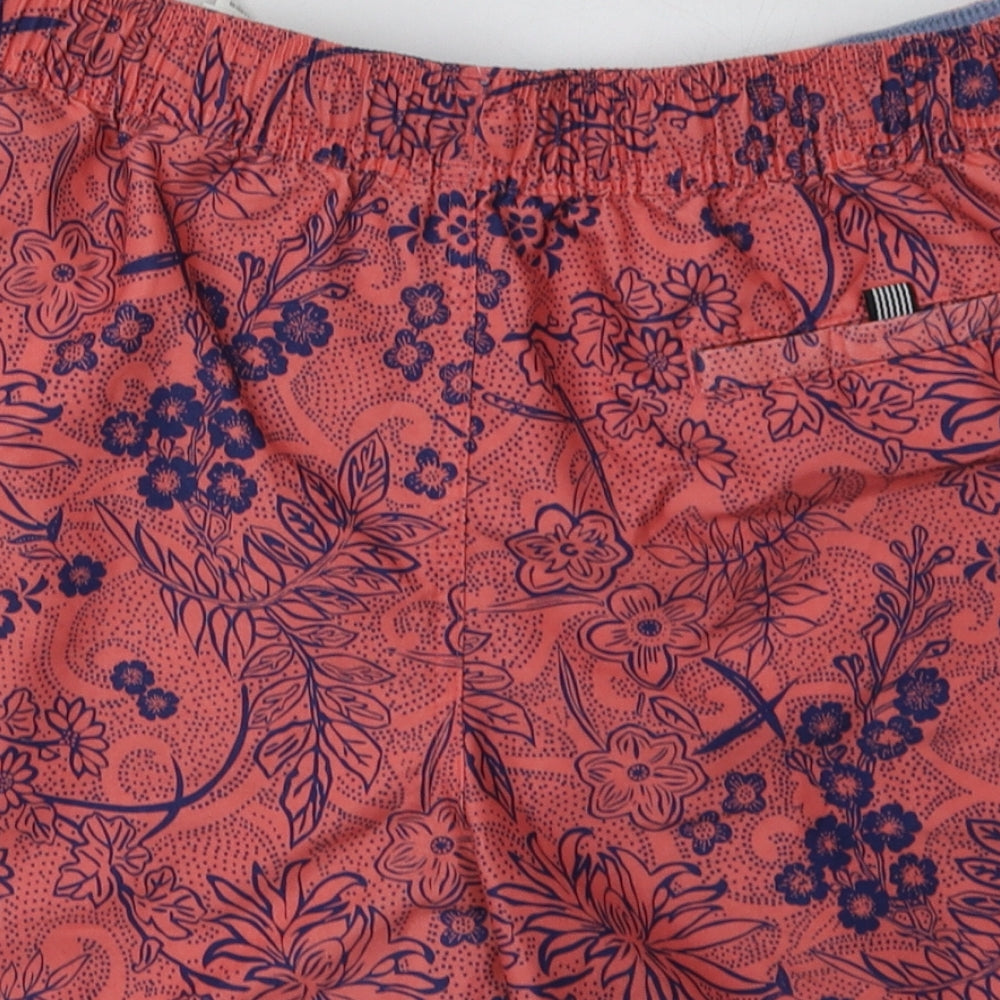 Marks and Spencer Mens Pink Floral Polyester Sweat Shorts Size L L8 in Regular Tie