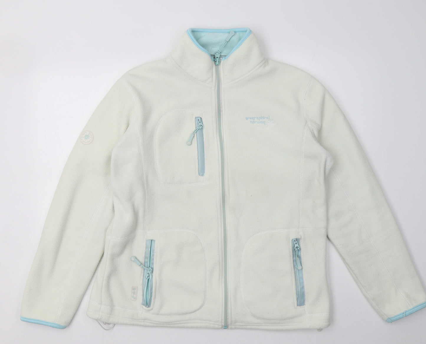 Geographical Norway Womens White  Polyester Full Zip Sweatshirt Size M  Zip