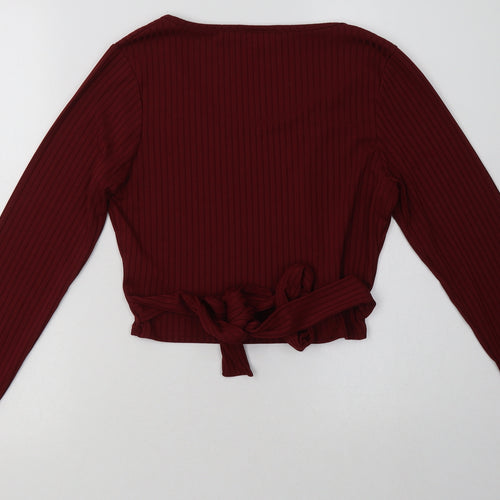 Boohoo Womens Red  Polyester Pullover Sweatshirt Size 10  Pullover - Cropped