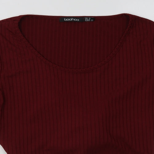 Boohoo Womens Red  Polyester Pullover Sweatshirt Size 10  Pullover - Cropped