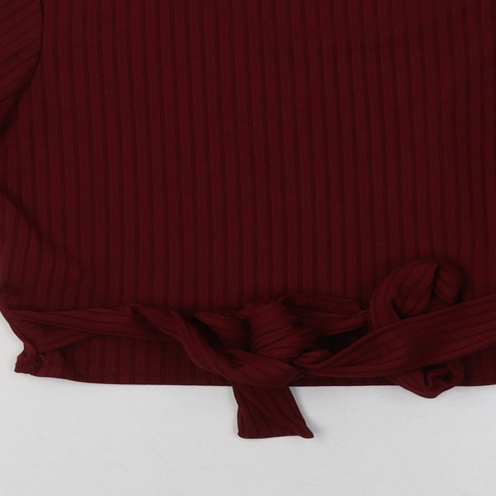 Boohoo Womens Red  Polyester Pullover Sweatshirt Size 10  Pullover - Cropped