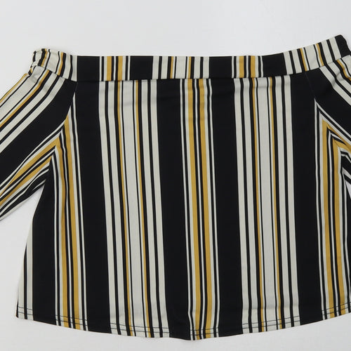 pink vanila Womens Yellow Striped Polyester Cropped Tank Size 10 Off the Shoulder