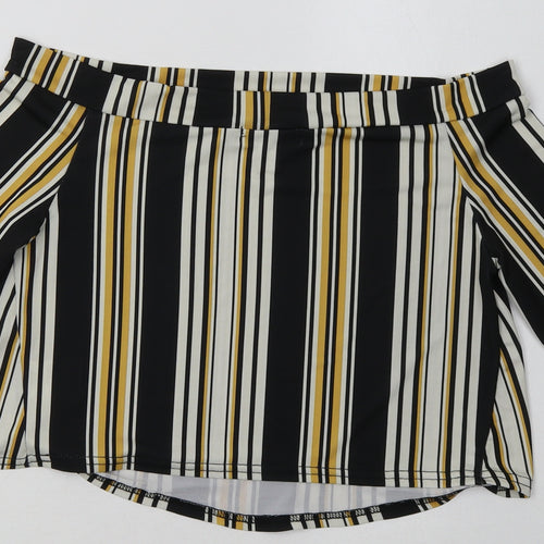pink vanila Womens Yellow Striped Polyester Cropped Tank Size 10 Off the Shoulder