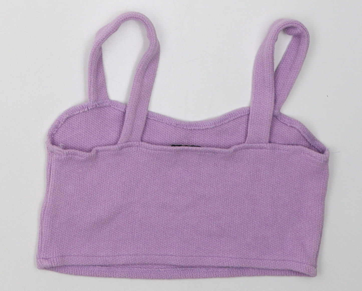 Pull&Bear Womens Purple  Polyester Cropped Tank Size S Scoop Neck