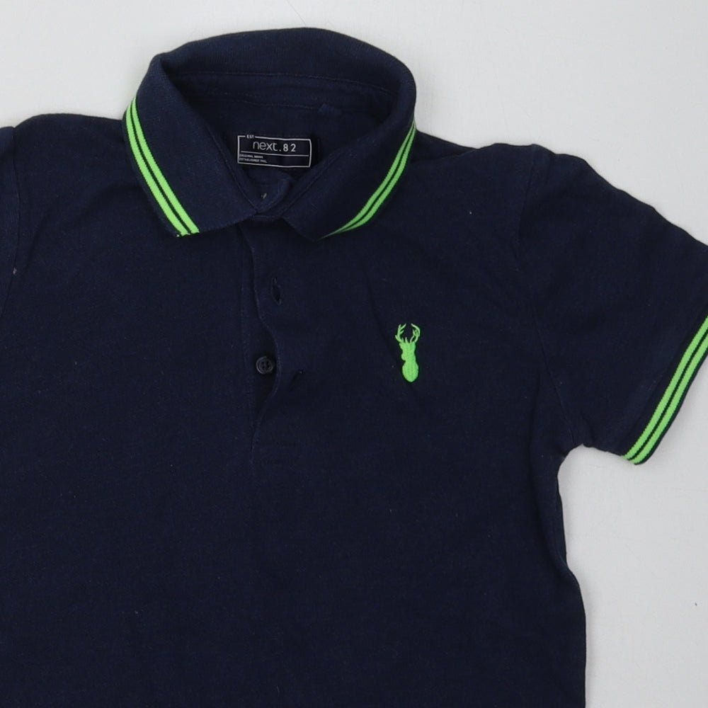 NEXT Boys Blue  Cotton Basic Polo Size 8 Years Collared Button