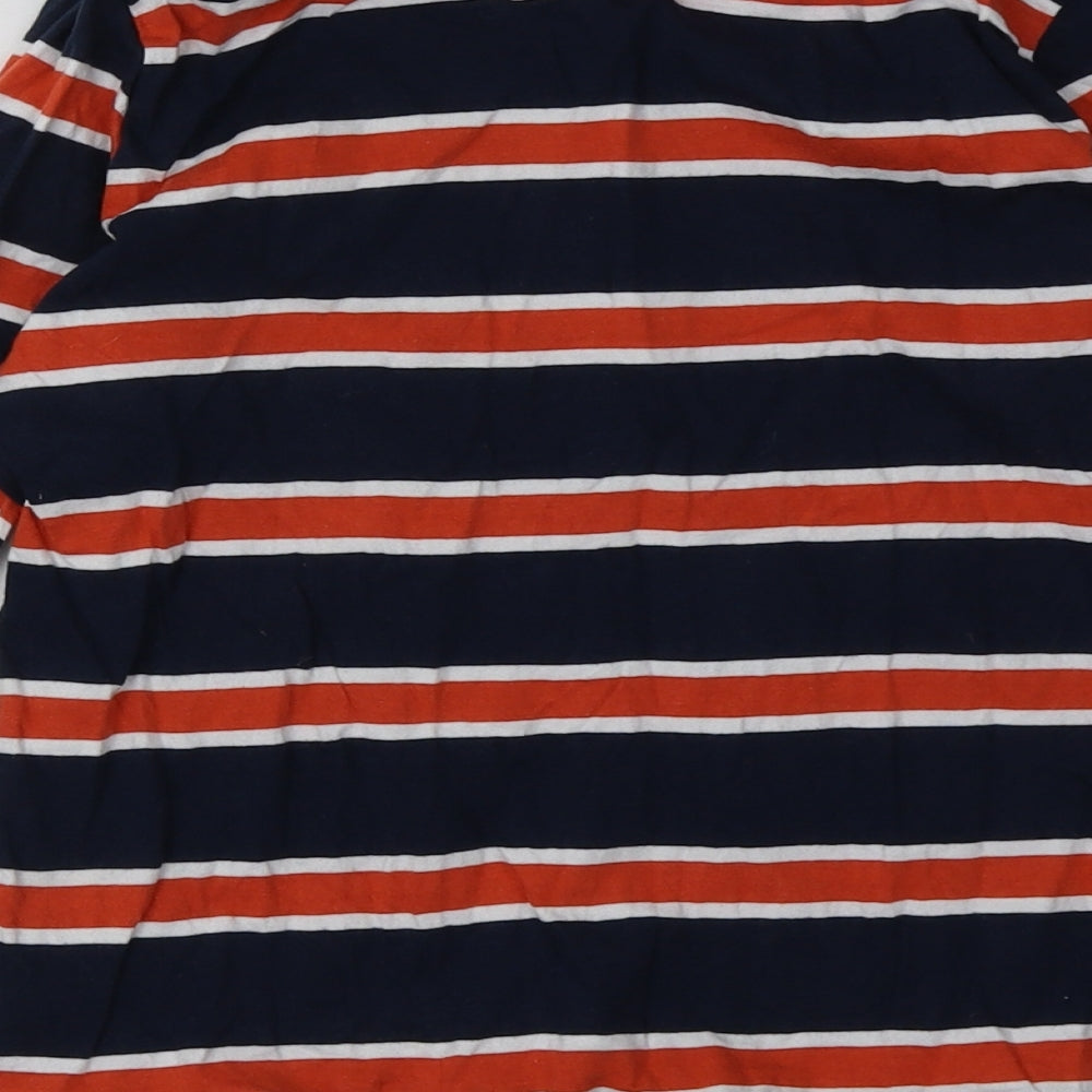 Marks and Spencer Boys Orange Striped Cotton Basic Casual Size 9-10 Years Crew Neck Pullover