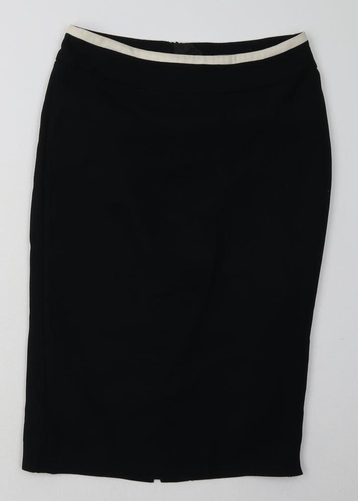 Wallis Womens Black  Polyester A-Line Skirt Size 8   Zip