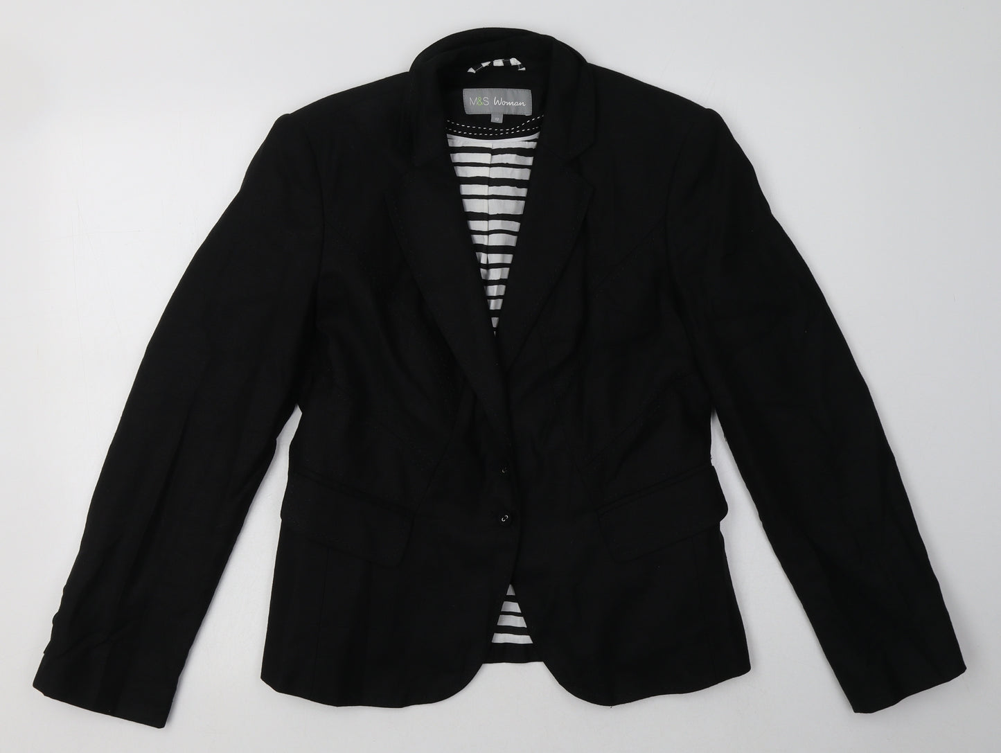 Marks and Spencer Womens Black   Jacket Blazer Size 12  Button