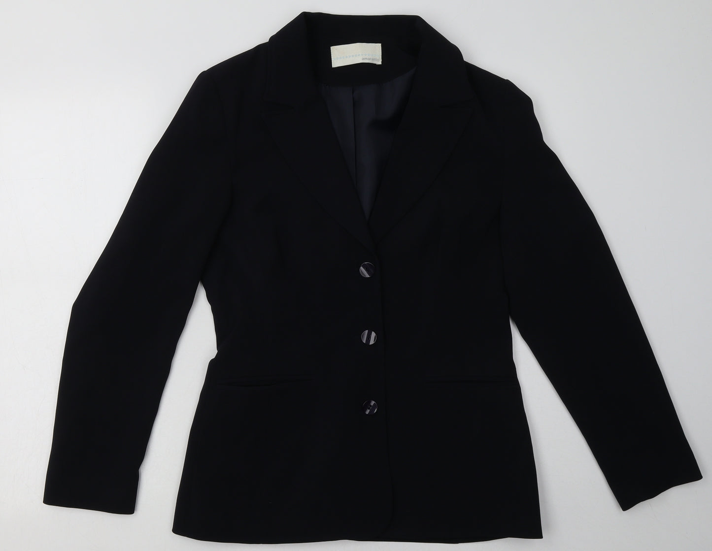 AMARANTO Womens Black   Jacket Blazer Size 10  Button