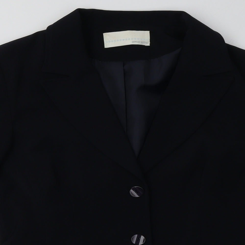 AMARANTO Womens Black   Jacket Blazer Size 10  Button