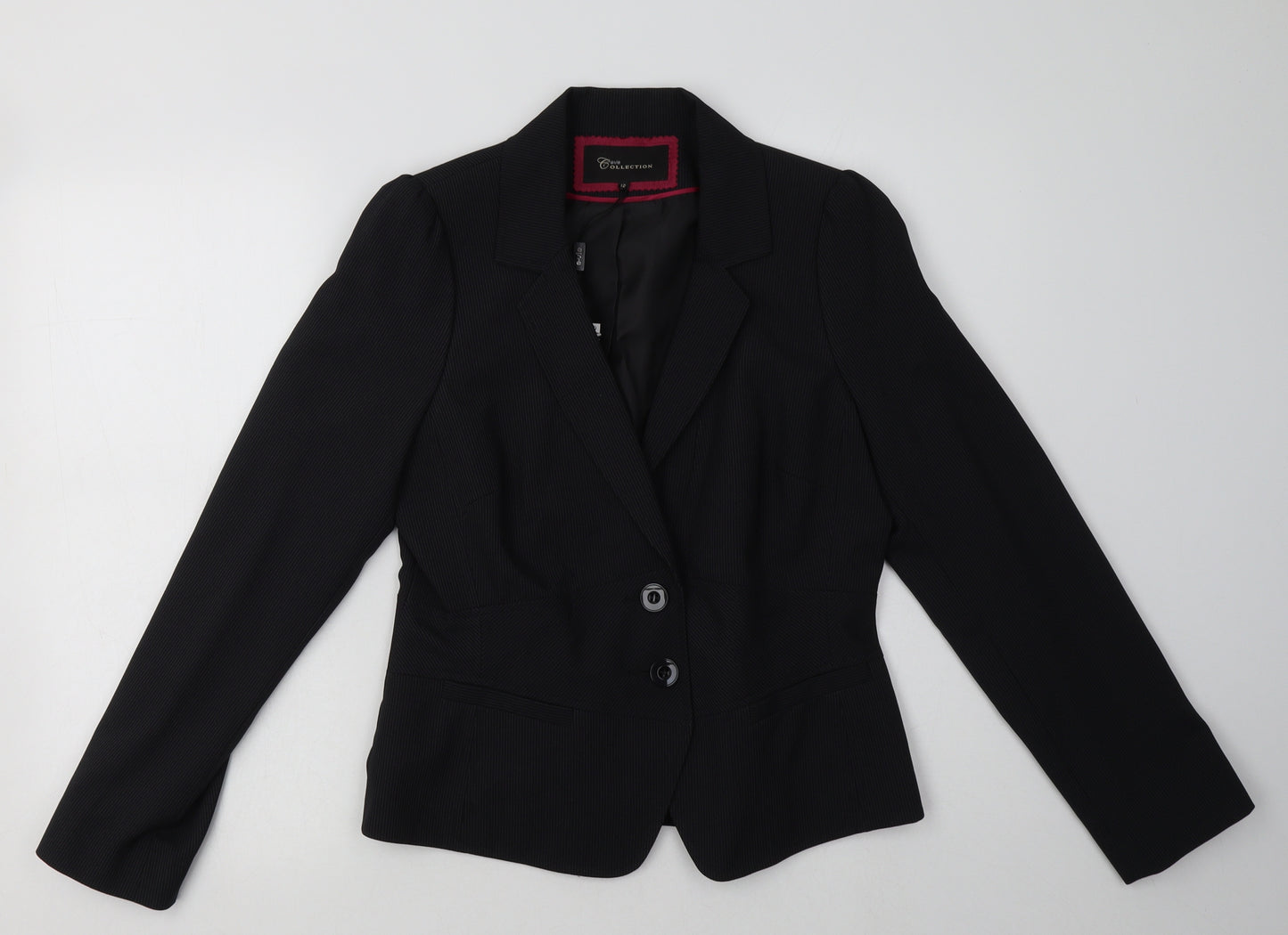 E-vie Womens Black Striped  Jacket Blazer Size 12  Button