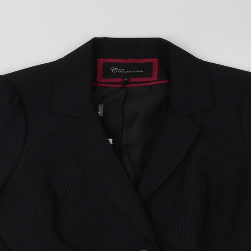 E-vie Womens Black Striped  Jacket Blazer Size 12  Button