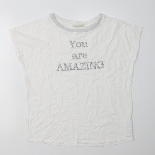 Cartoon Womens White  Cotton Basic T-Shirt Size 14 Crew Neck - you are amazing
