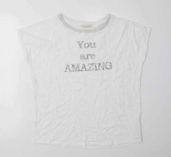 Cartoon Womens White Cotton Basic T-Shirt Size 14 Crew Neck - you are amazing