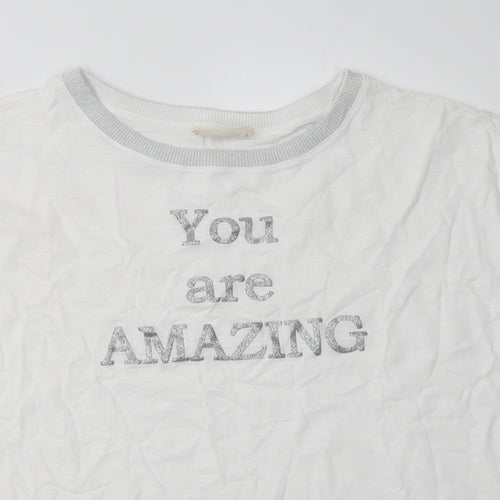 Cartoon Womens White  Cotton Basic T-Shirt Size 14 Crew Neck - you are amazing