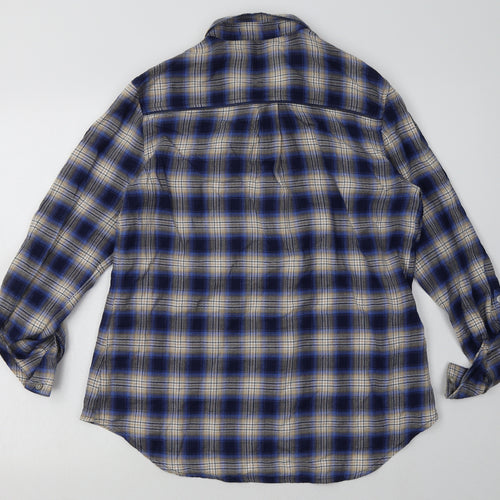 NEXT Womens Blue Check Cotton Basic Button-Up Size 12 Collared
