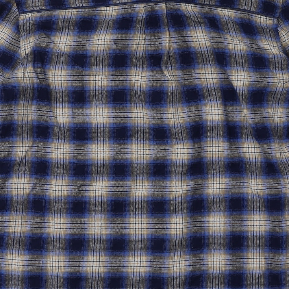 NEXT Womens Blue Check Cotton Basic Button-Up Size 12 Collared