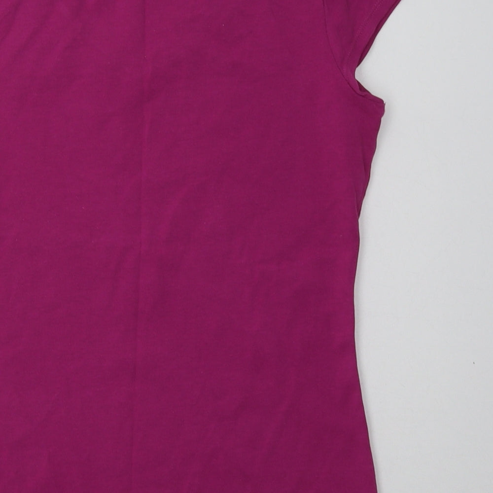 Matalan Womens Purple  Cotton Basic T-Shirt Size 14 V-Neck