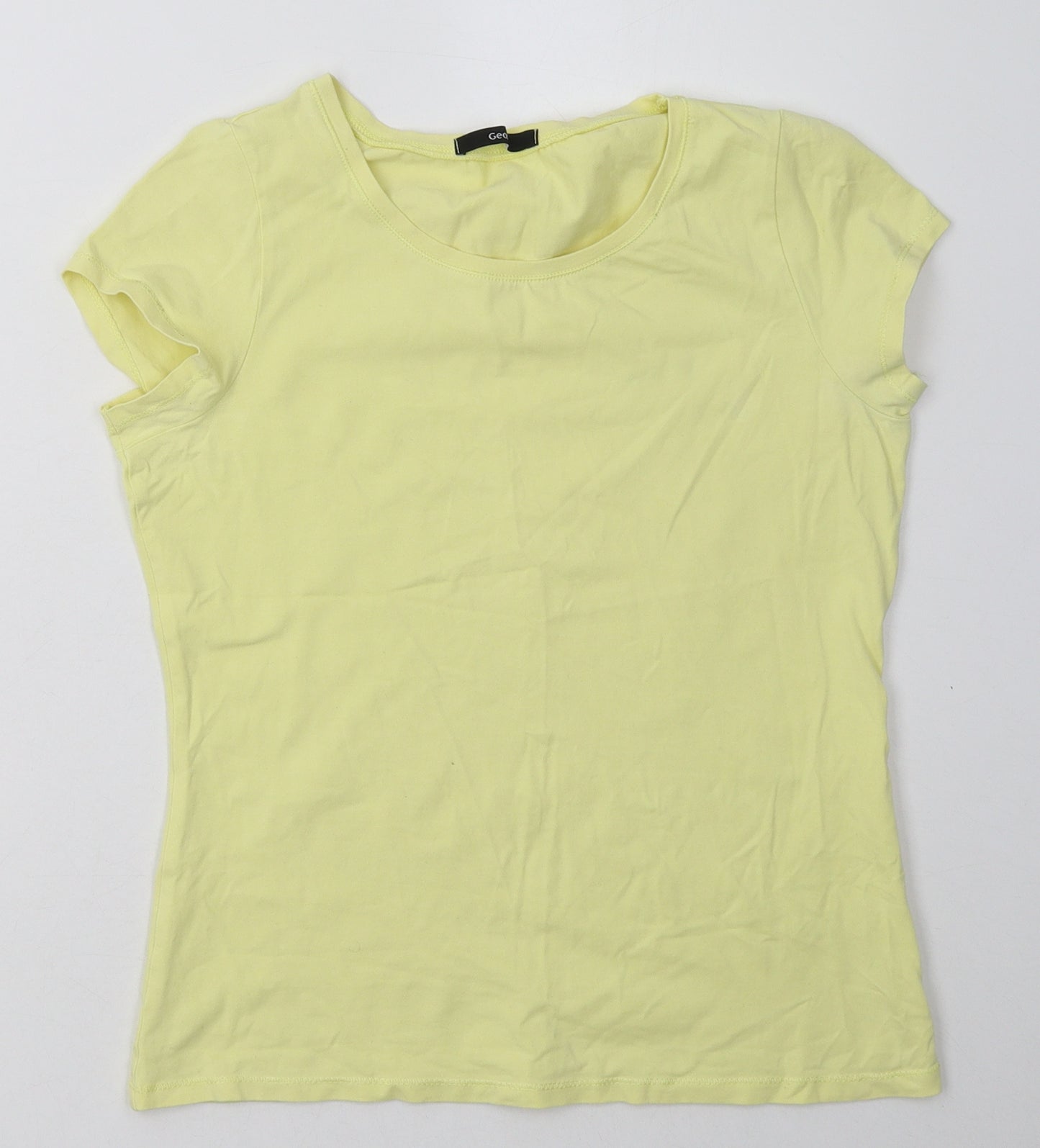 George Womens Yellow  Cotton Basic T-Shirt Size 12 Crew Neck