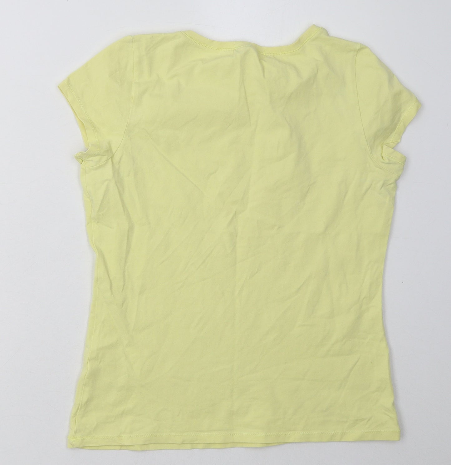 George Womens Yellow  Cotton Basic T-Shirt Size 12 Crew Neck