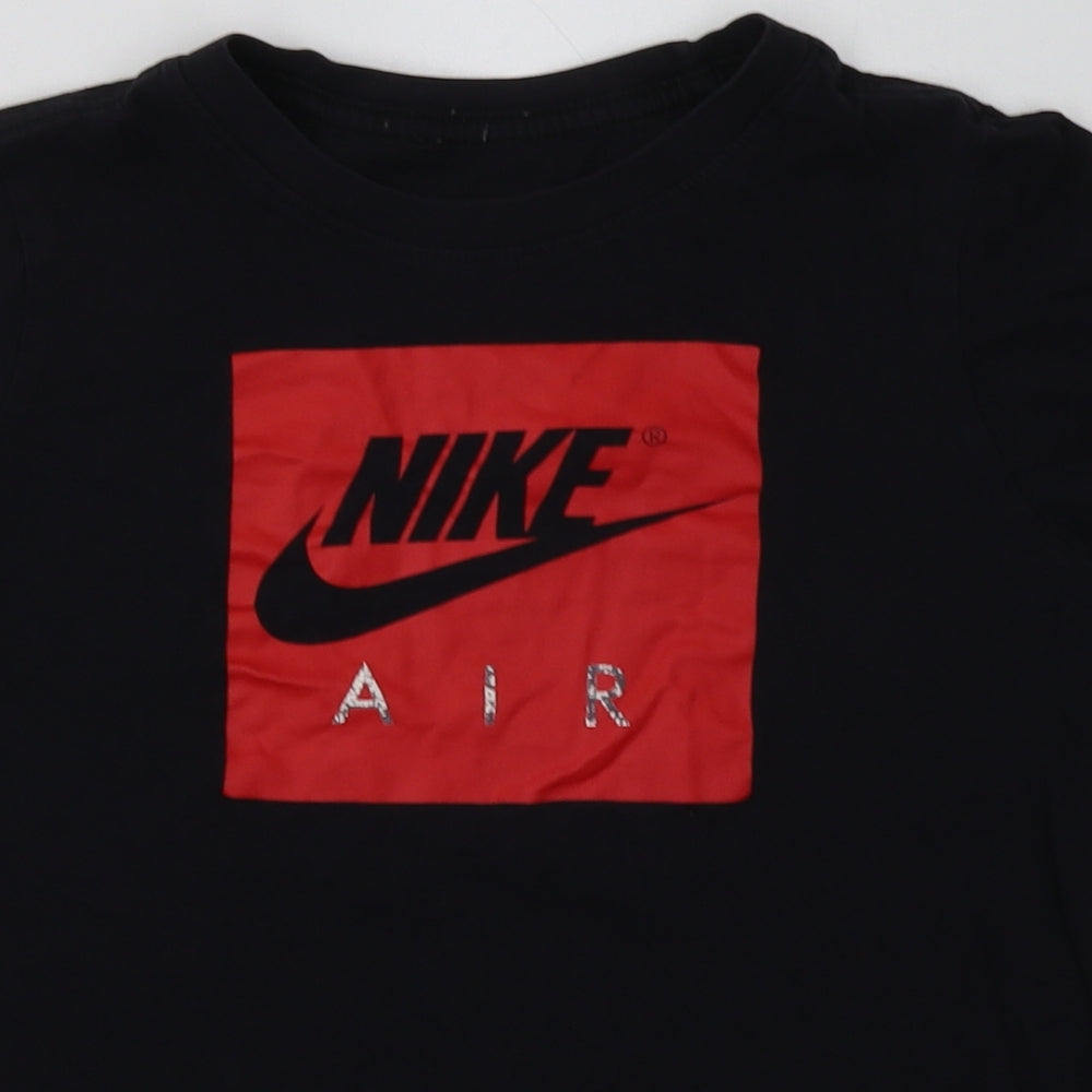 Nike Boys Black  Cotton Basic T-Shirt Size 12-13 Years Crew Neck Pullover