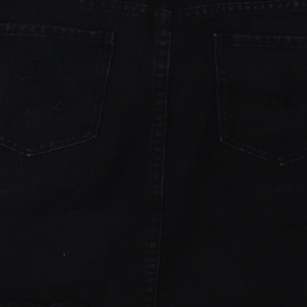 denim club Womens Black  Cotton A-Line Skirt Size 12   Button - rips