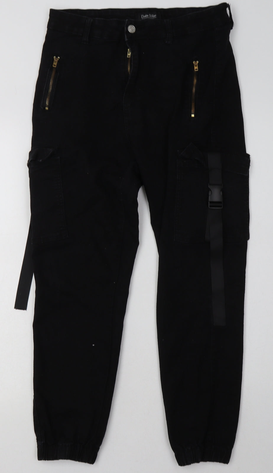Denim Wise Womens Black  Camel Cargo Trousers Size 14 L30 in Regular Button