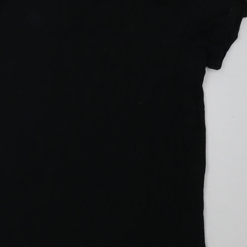 River Island Womens Black  Cotton Basic T-Shirt Size 6 Collared