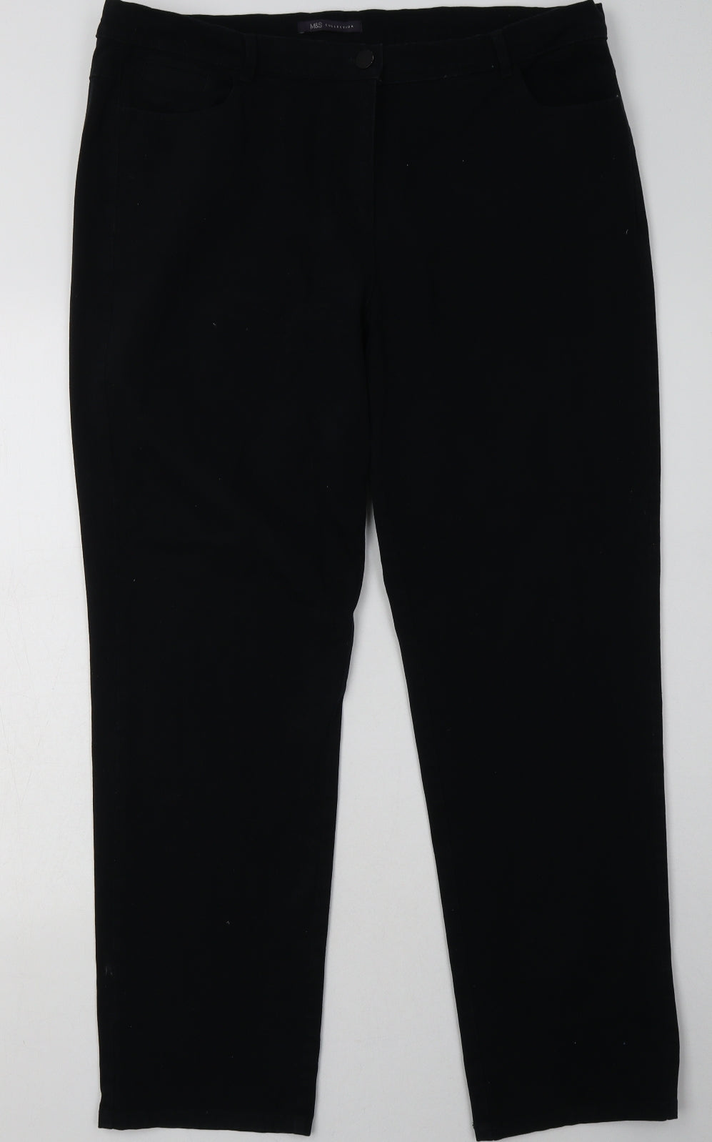 Marks and Spencer Womens Black  Cotton Straight Jeans Size 18 L32 in Regular Button