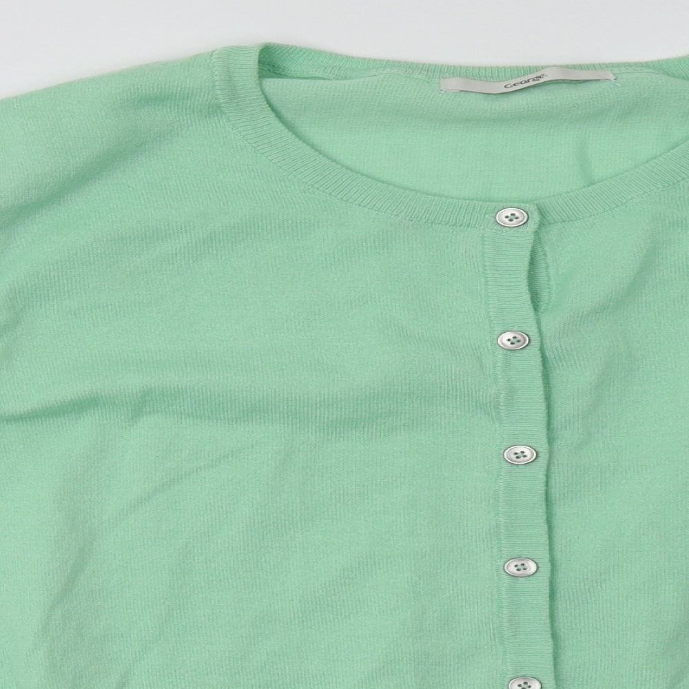 George Womens Green Crew Neck  Polyester Cardigan Jumper Size 18