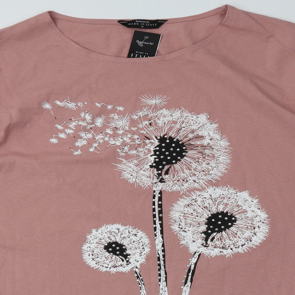 bonmarch Womens Pink  Cotton Basic T-Shirt Size XL Crew Neck