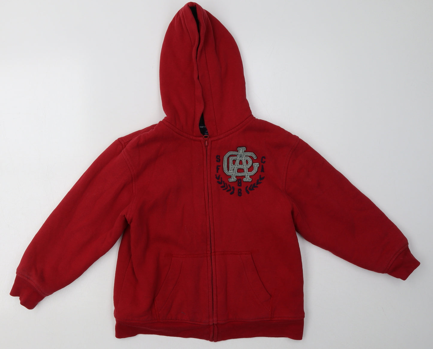 Gap Boys Red  Cotton Full Zip Hoodie Size 6-7 Years  Zip