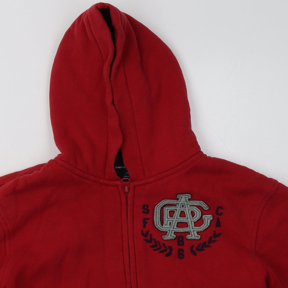 Gap Boys Red  Cotton Full Zip Hoodie Size 6-7 Years  Zip