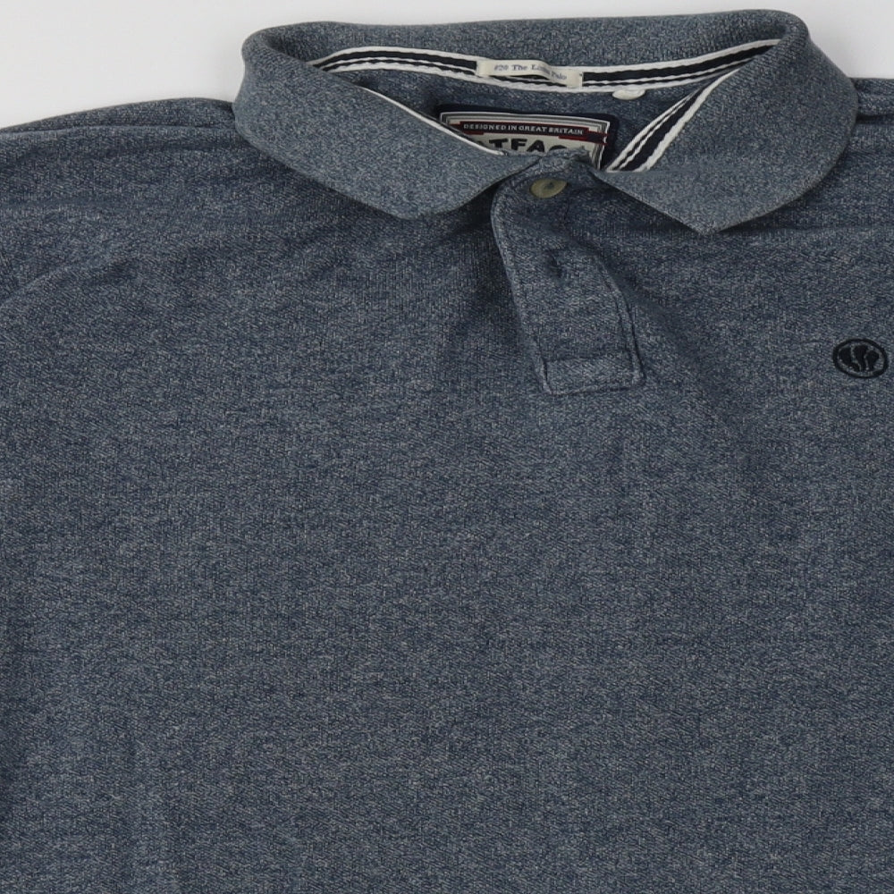 fatface Mens Blue  Cotton  Polo Size L Collared Button