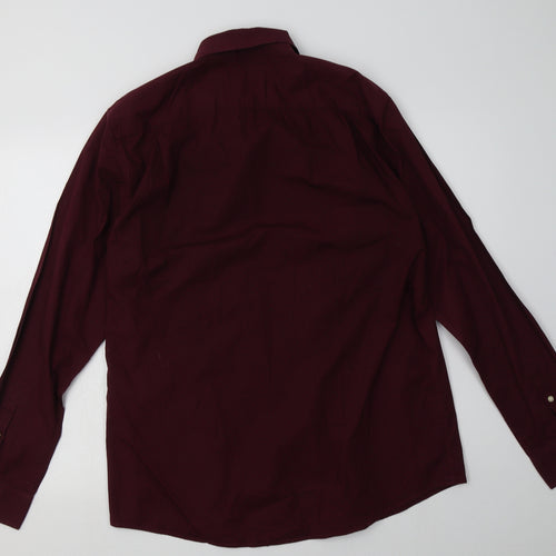 Jack Wills Mens Red Geometric Cotton  Button-Up Size L Collared Button