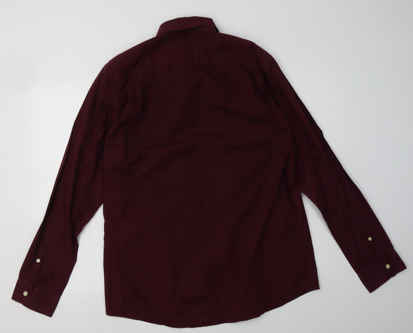 Jack Wills Mens Red Geometric Cotton  Button-Up Size L Collared Button