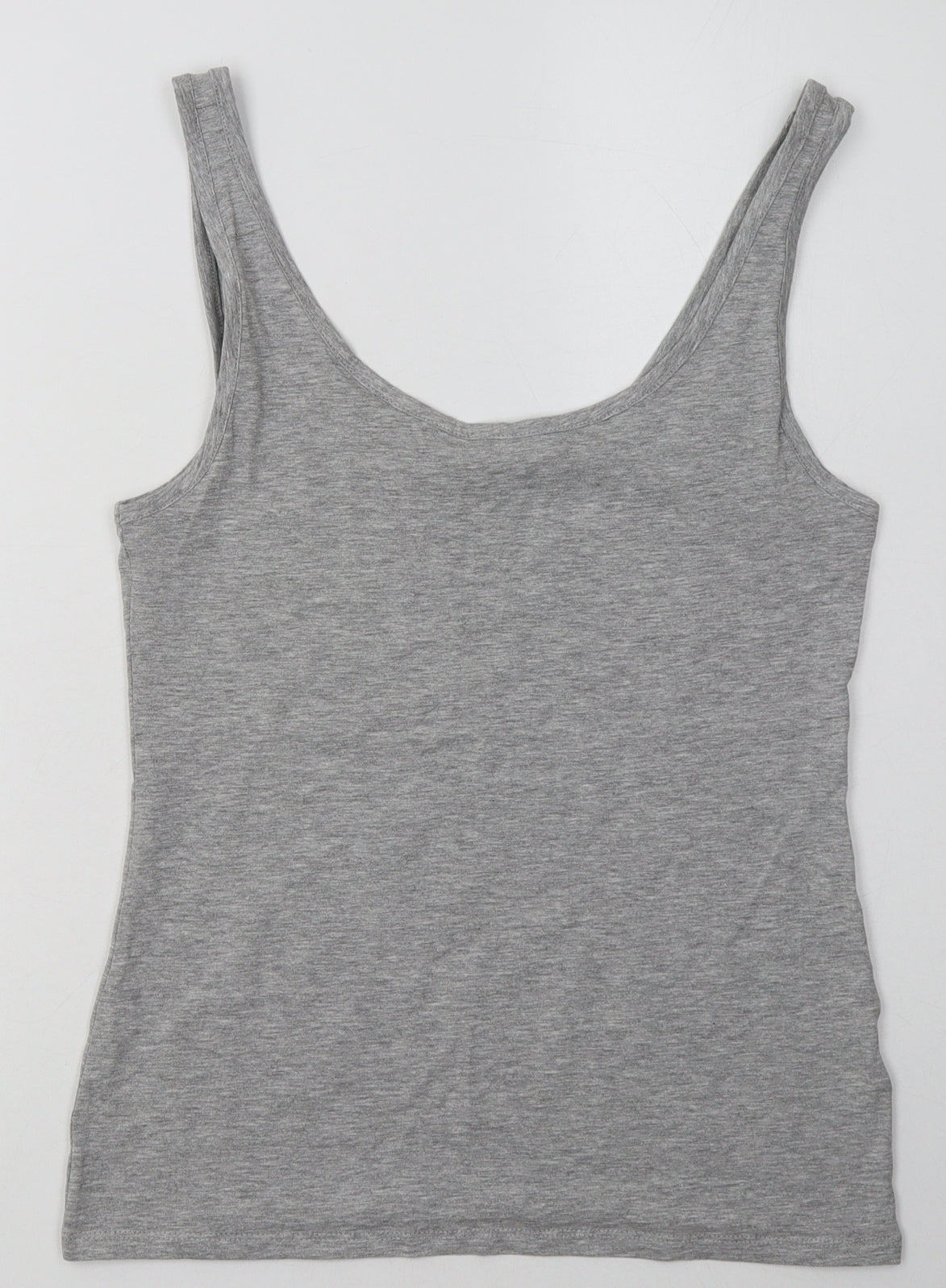 NEXT Womens Grey  Cotton Basic Tank Size 12 Scoop Neck