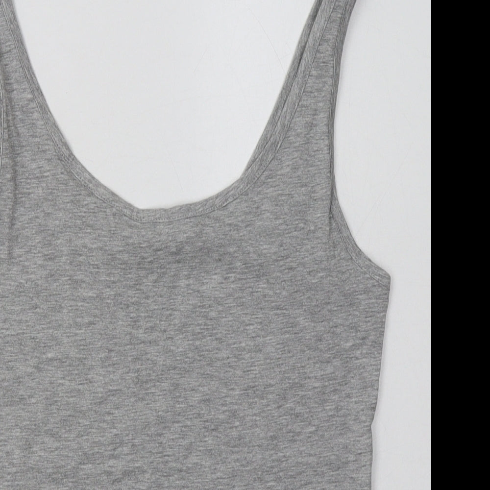 NEXT Womens Grey  Cotton Basic Tank Size 12 Scoop Neck